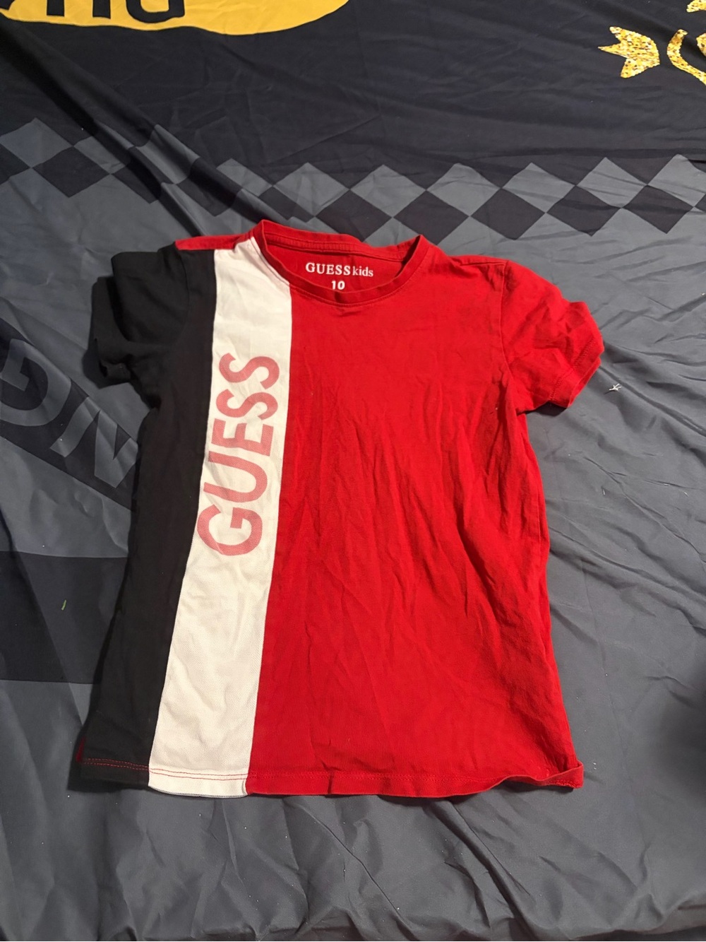 GUESS Kids Red, Black & White Logo Stripe Tee